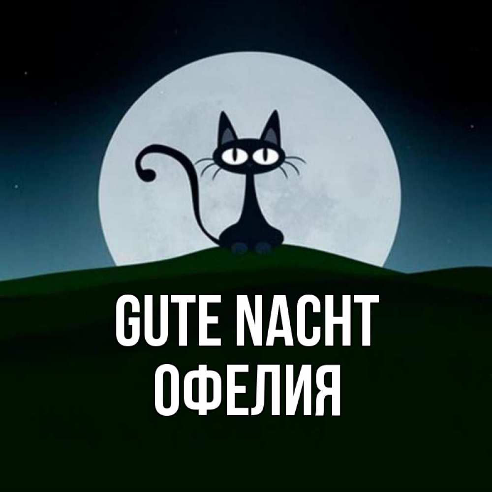 Открытка на каждый день с именем, Офелия Gute Nacht хорошо выспаться ночью и без кошмаров Прикольная открытка с пожеланием онлайн скачать бесплатно 