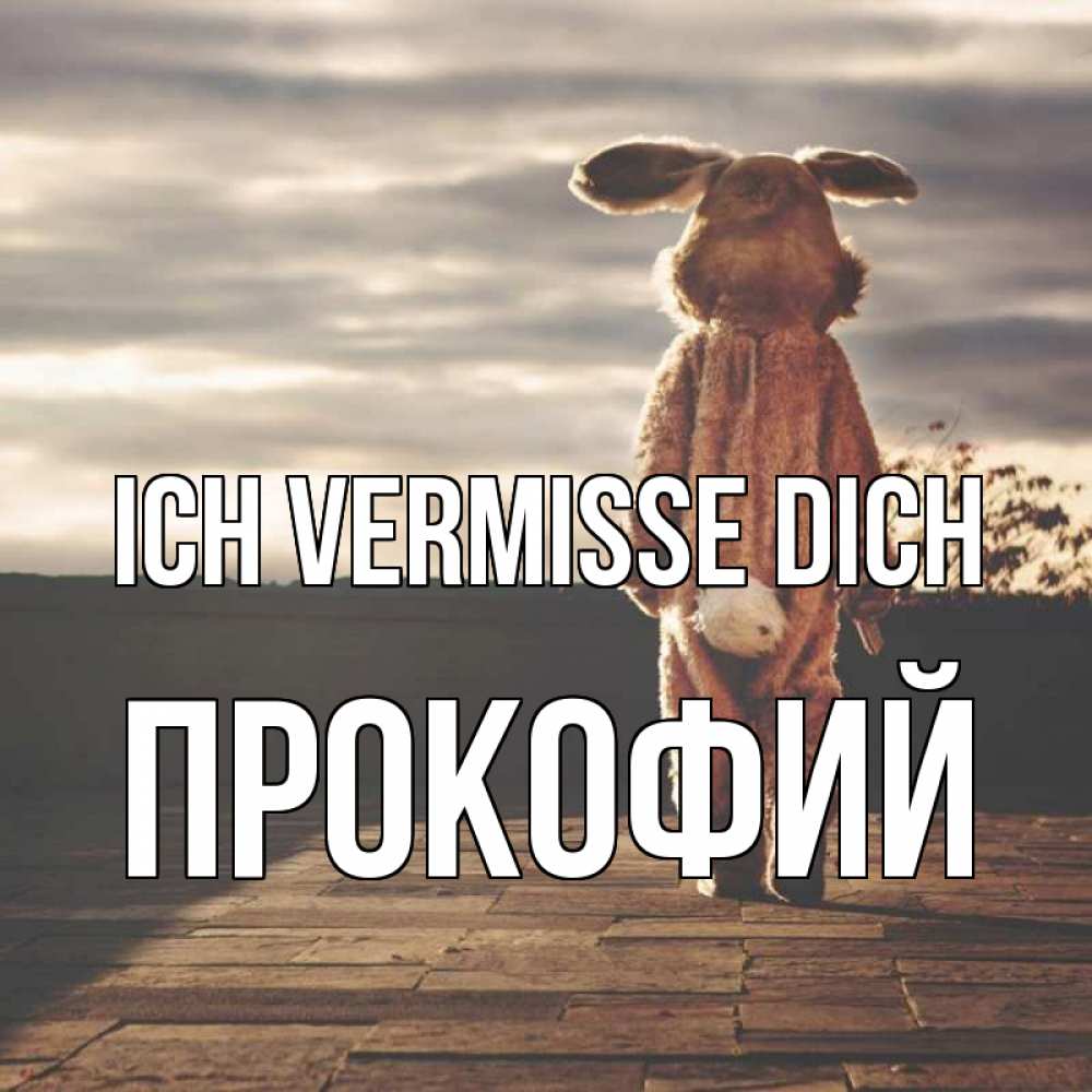 Открытка на каждый день с именем, Прокофий Ich vermisse dich даже в костюме зайца Прикольная открытка с пожеланием онлайн скачать бесплатно 