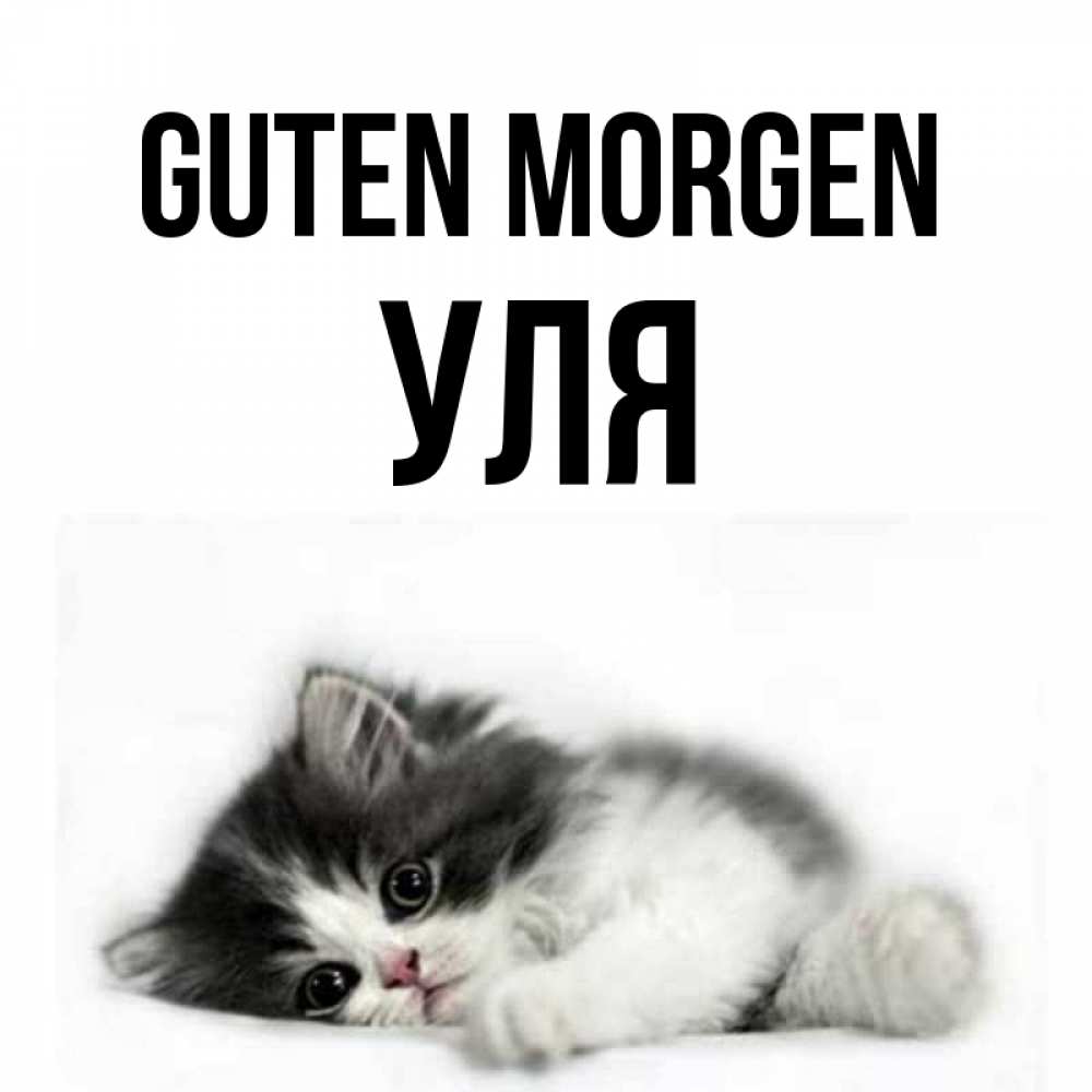 Открытка на каждый день с именем, Уля Guten Morgen кот лапки Прикольная открытка с пожеланием онлайн скачать бесплатно 