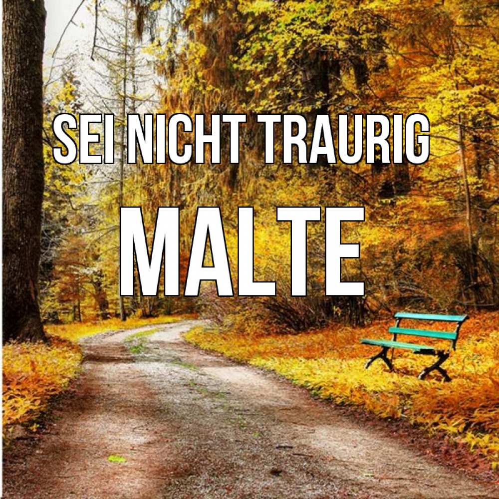 Открытка на каждый день с именем, Malte Sei nicht traurig зеленая лавочка Прикольная открытка с пожеланием онлайн скачать бесплатно 