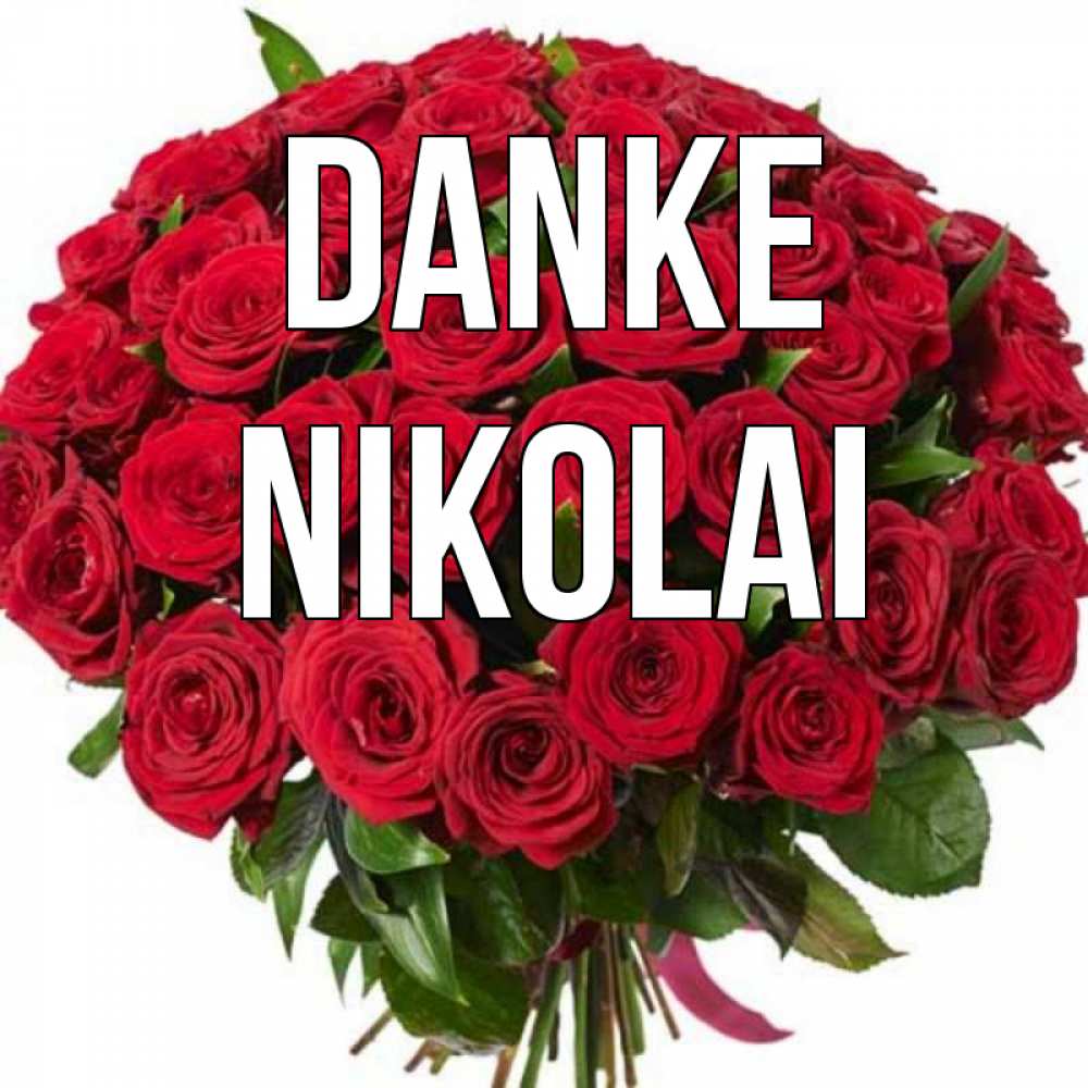 Открытка на каждый день с именем, Nikolai Danke букет красных роз Прикольная открытка с пожеланием онлайн скачать бесплатно 