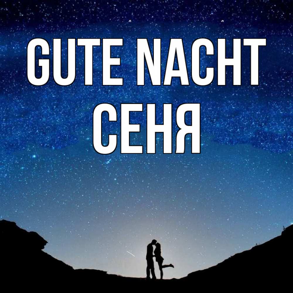 Открытка на каждый день с именем, Сеня Gute Nacht звездное небо и люди Прикольная открытка с пожеланием онлайн скачать бесплатно 