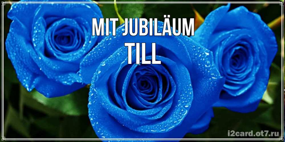 Открытка на каждый день с именем, Till Mit Jubiläum розы с синим цветом Прикольная открытка с пожеланием онлайн скачать бесплатно 