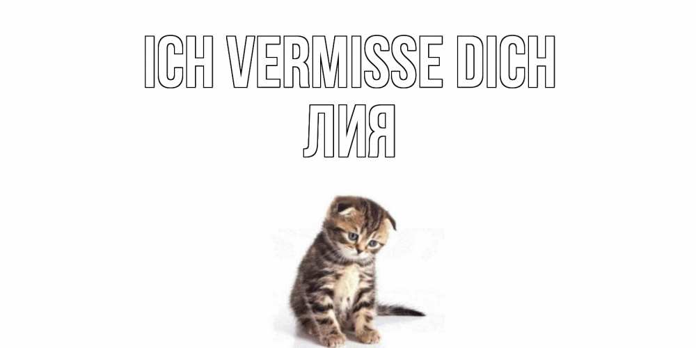 Открытка на каждый день с именем, Лия Ich vermisse dich кот Прикольная открытка с пожеланием онлайн скачать бесплатно 
