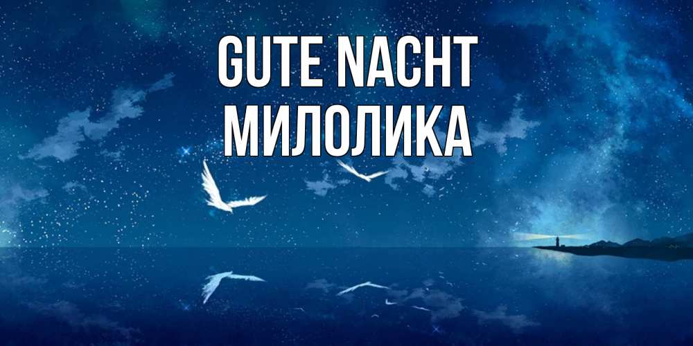 Открытка на каждый день с именем, Милолика Gute Nacht птицы летят на фоне ночного неба Прикольная открытка с пожеланием онлайн скачать бесплатно 