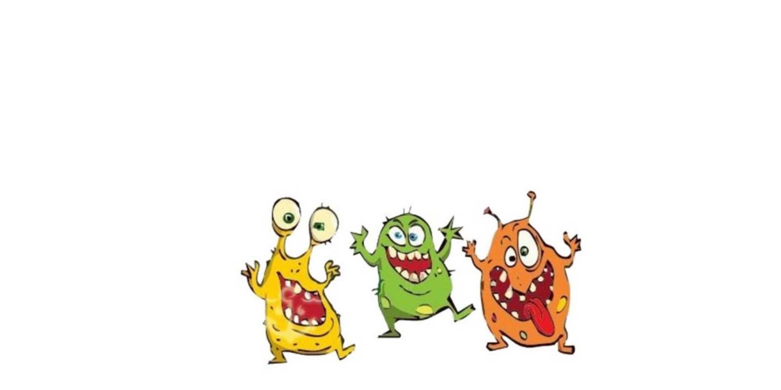 Открытка вирусы желают выздоровления бациллы пляшут Gute Besserung 