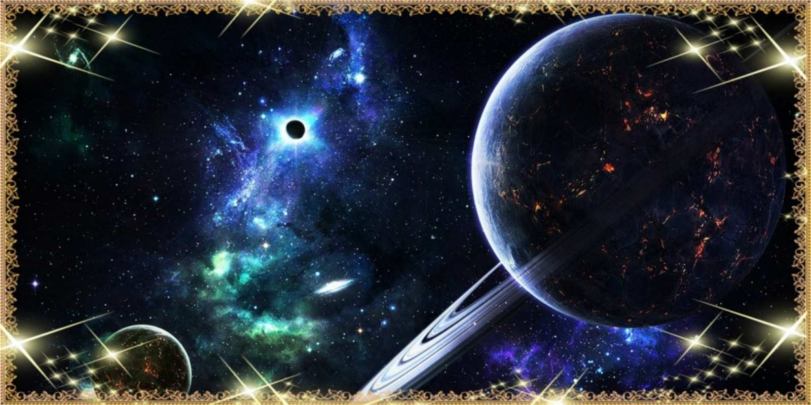 Открытка спокойно ночи планета с кольцами сладких снов и спокойной ночи Gute Nacht 