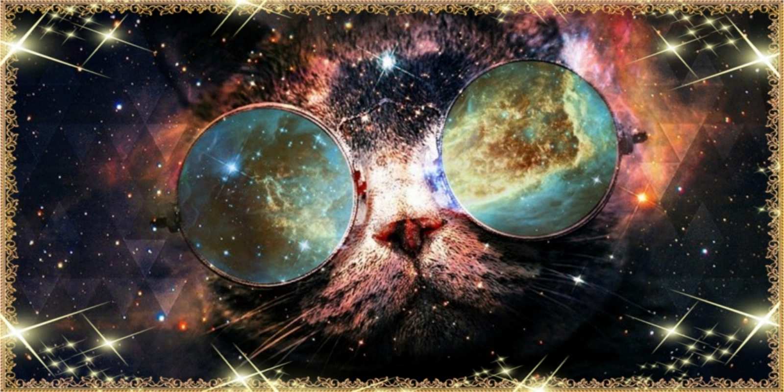 Открытка космический кот прекрасная ночь Gute Nacht 