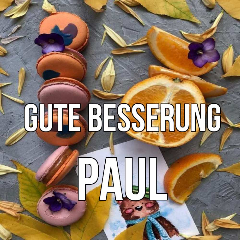 Открытка на каждый день с именем, Paul Gute Besserung не болейте Прикольная открытка с пожеланием онлайн скачать бесплатно 