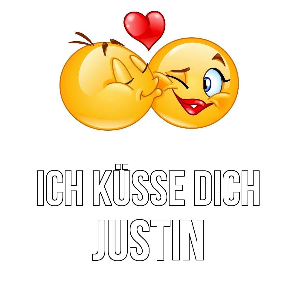 Открытка на каждый день с именем, Justin Ich küsse dich губы и белые зубы Прикольная открытка с пожеланием онлайн скачать бесплатно 