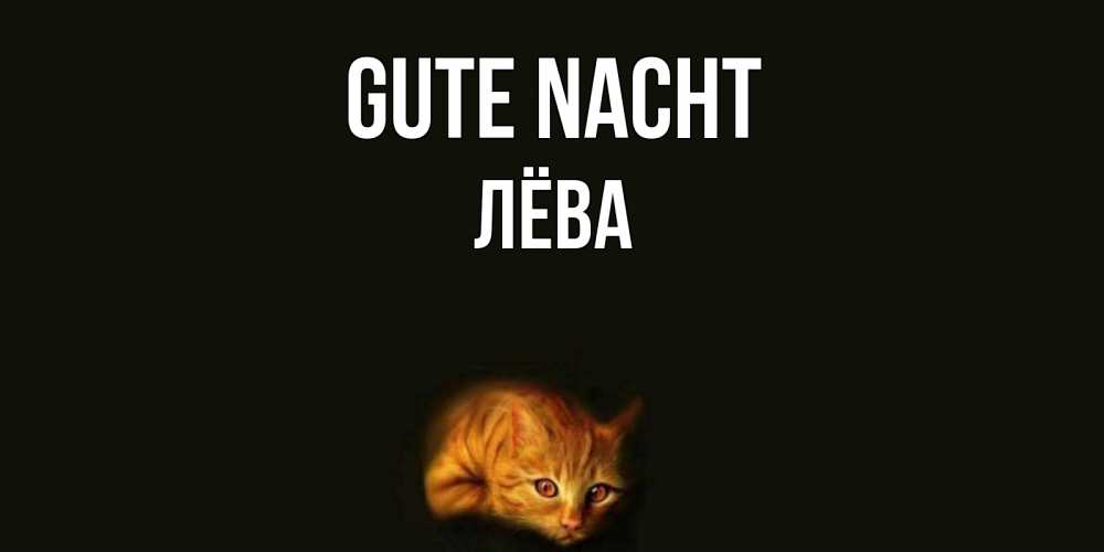 Открытка на каждый день с именем, Лёва Gute Nacht кот Прикольная открытка с пожеланием онлайн скачать бесплатно 