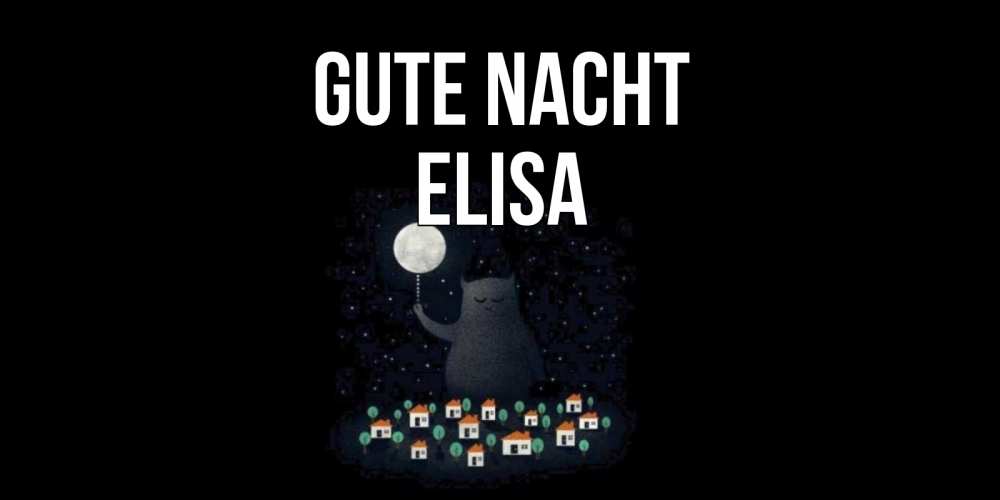 Открытка на каждый день с именем, Elisa Gute Nacht кот,луна, ночь, звезды Прикольная открытка с пожеланием онлайн скачать бесплатно 