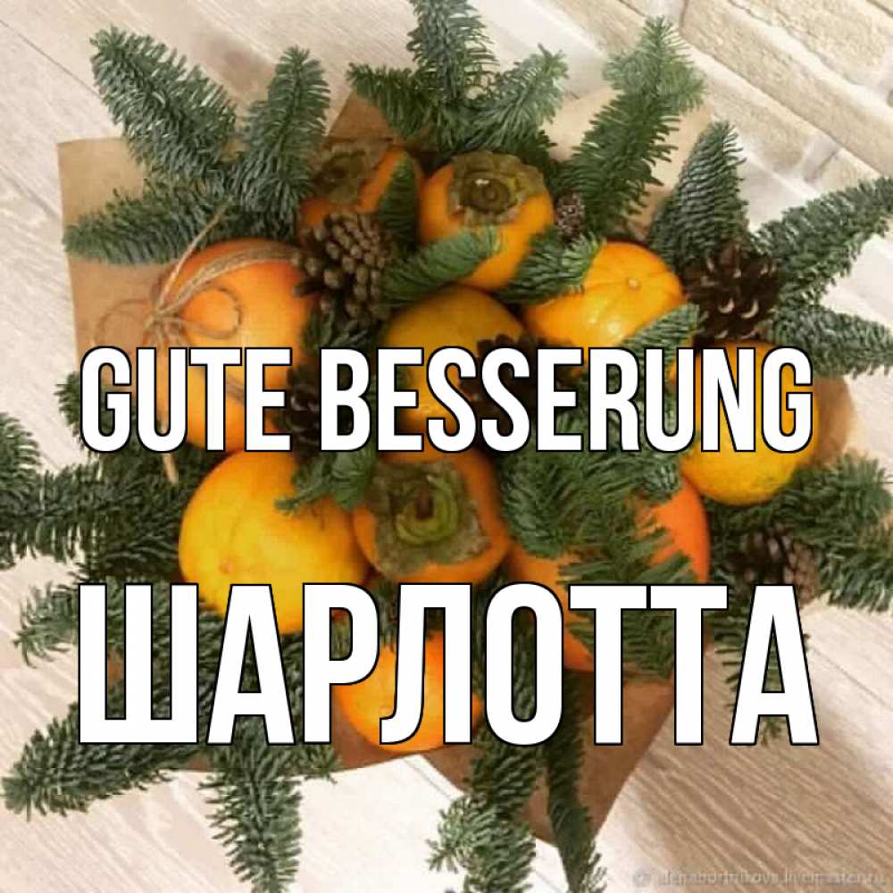 Открытка на каждый день с именем, Шарлотта Gute Besserung апельсины и хурьма Прикольная открытка с пожеланием онлайн скачать бесплатно 