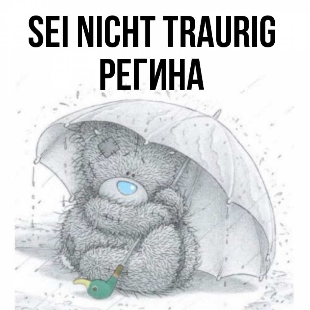 Открытка на каждый день с именем, Регина Sei nicht traurig спасите мишку Тедди Прикольная открытка с пожеланием онлайн скачать бесплатно 