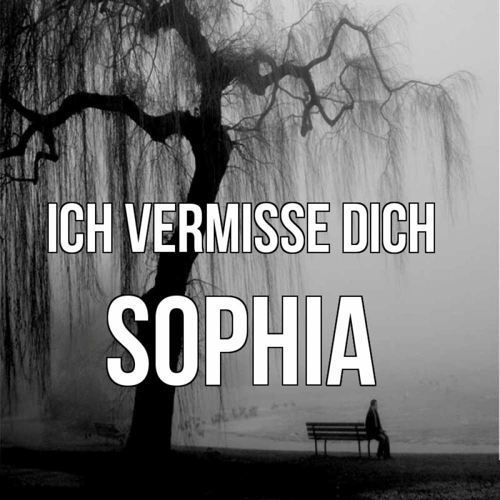 Открытка на каждый день с именем, Sophia Ich vermisse dich лавочка под деревом я жду тебя Прикольная открытка с пожеланием онлайн скачать бесплатно 