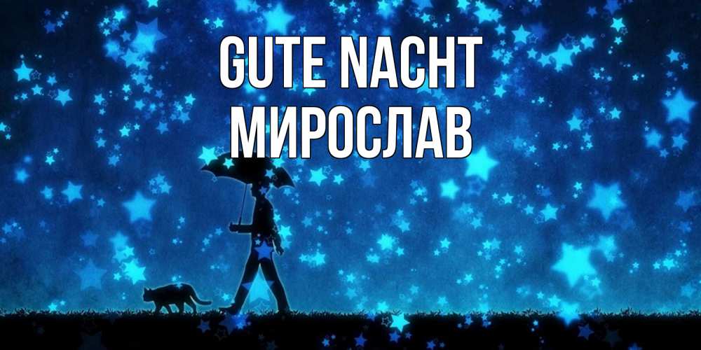 Открытка на каждый день с именем, Мирослав Gute Nacht ночные прогулки с котом под звездами Прикольная открытка с пожеланием онлайн скачать бесплатно 