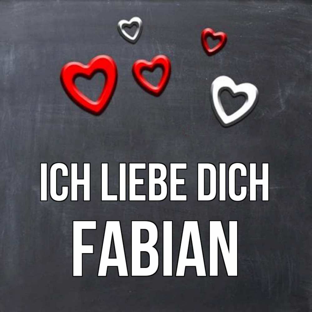 Открытка на каждый день с именем, Fabian Ich liebe dich сердечки белые и красные Прикольная открытка с пожеланием онлайн скачать бесплатно 