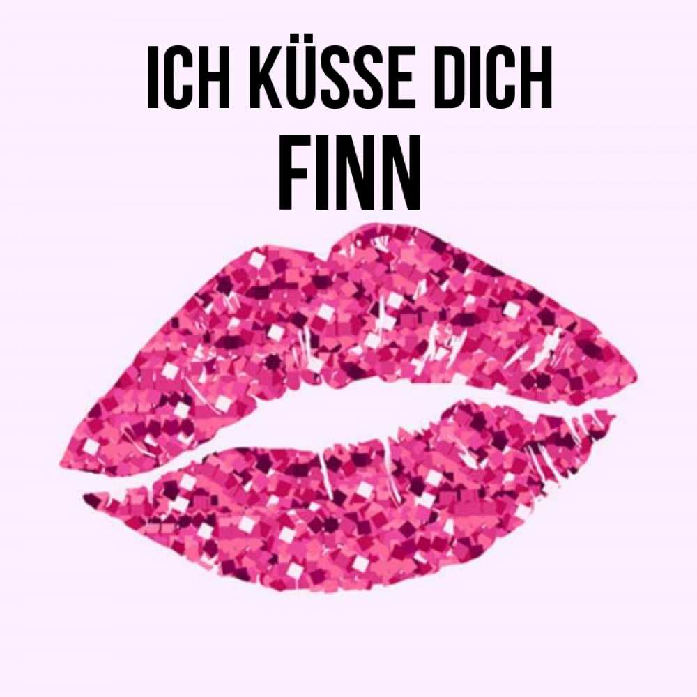 Открытка на каждый день с именем, Finn Ich küsse dich открытка с женскими губами и поцелуем для парня Прикольная открытка с пожеланием онлайн скачать бесплатно 