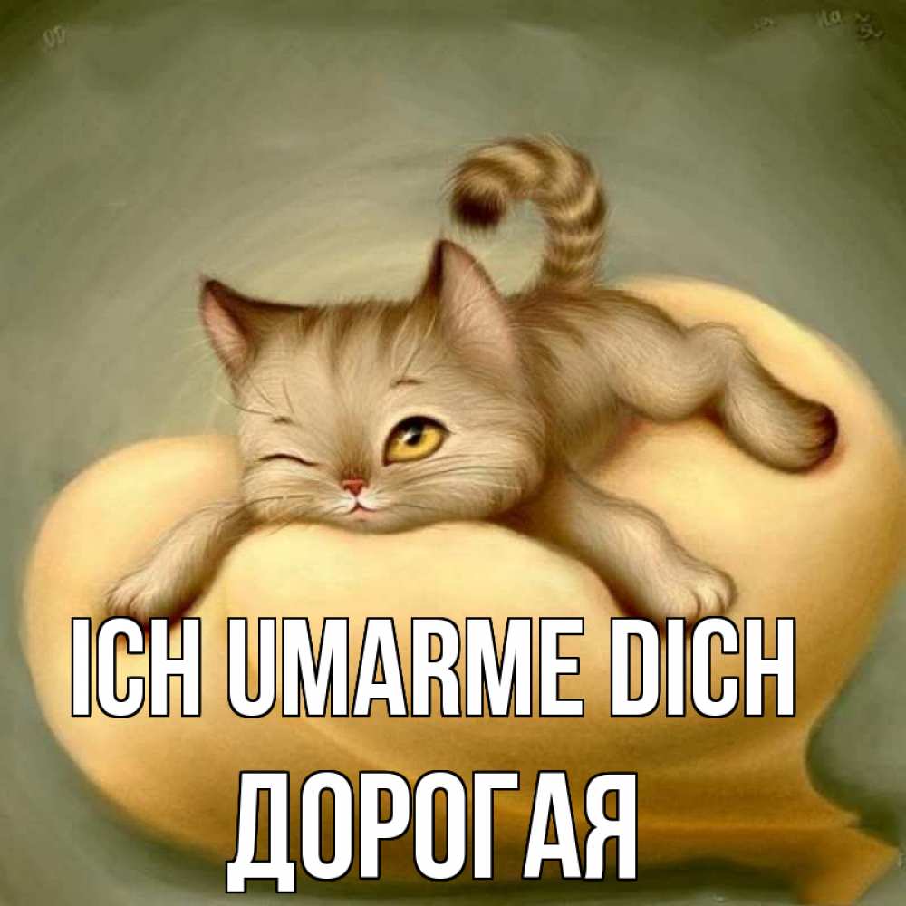 Открытка на каждый день с именем, Дорогая Ich umarme dich кошечка Прикольная открытка с пожеланием онлайн скачать бесплатно 