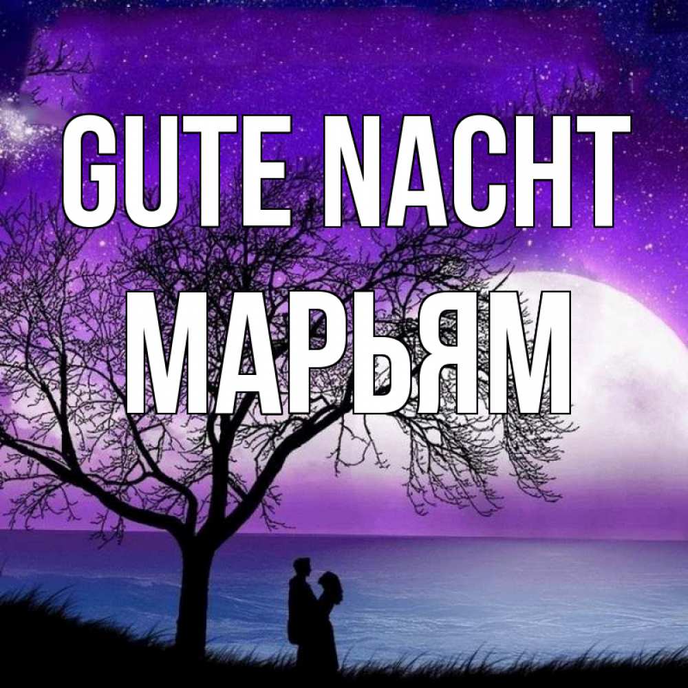 Открытка на каждый день с именем, Марьям Gute Nacht огромная луна и парочка Прикольная открытка с пожеланием онлайн скачать бесплатно 