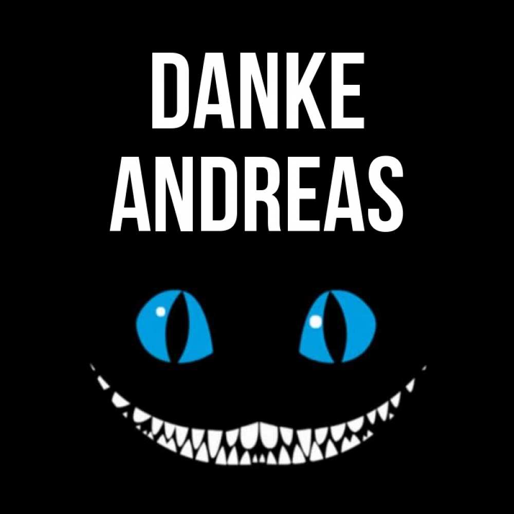 Открытка на каждый день с именем, Andreas Danke благодарю от чеширика Прикольная открытка с пожеланием онлайн скачать бесплатно 