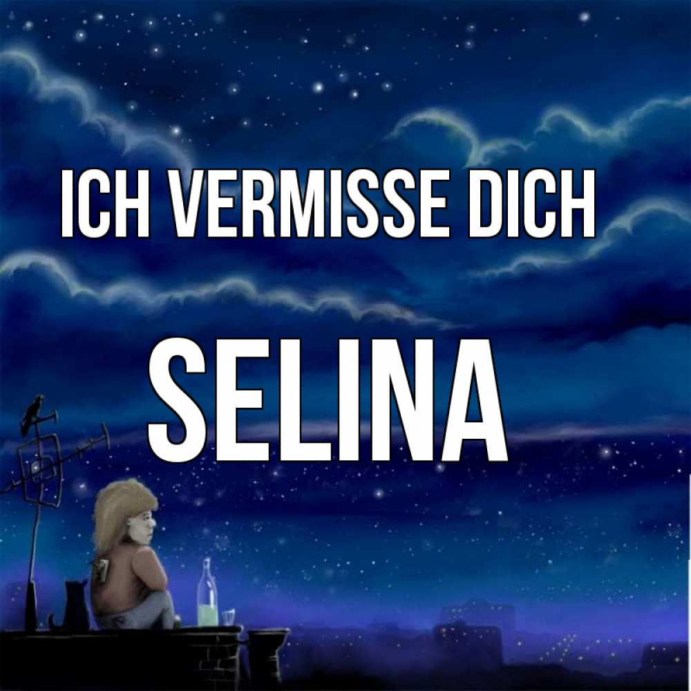 Открытка на каждый день с именем, Selina Ich vermisse dich на крыше 1 Прикольная открытка с пожеланием онлайн скачать бесплатно 