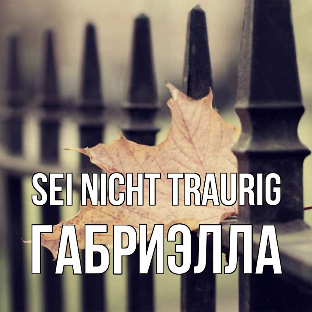 Открытка на каждый день с именем, Габриэлла Sei nicht traurig лист клена Прикольная открытка с пожеланием онлайн скачать бесплатно 