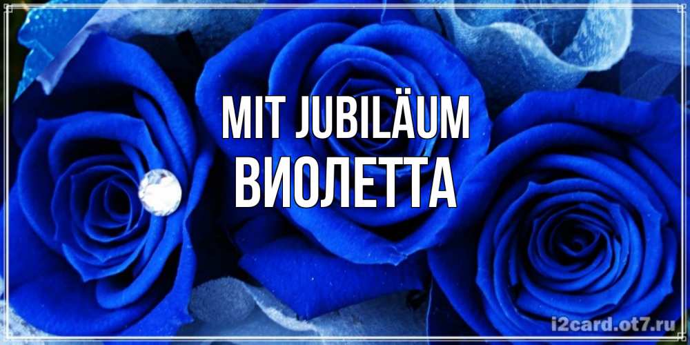 Открытка на каждый день с именем, Виолетта Mit Jubiläum синие розы в росе Прикольная открытка с пожеланием онлайн скачать бесплатно 
