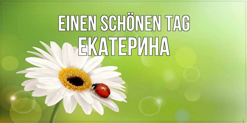 Открытка на каждый день с именем, Екатерина Einen schönen Tag зеленый фон и ромашка Прикольная открытка с пожеланием онлайн скачать бесплатно 