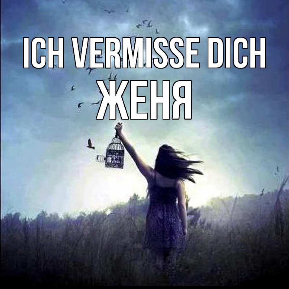 Открытка на каждый день с именем, Женя Ich vermisse dich приходи ко мне Прикольная открытка с пожеланием онлайн скачать бесплатно 