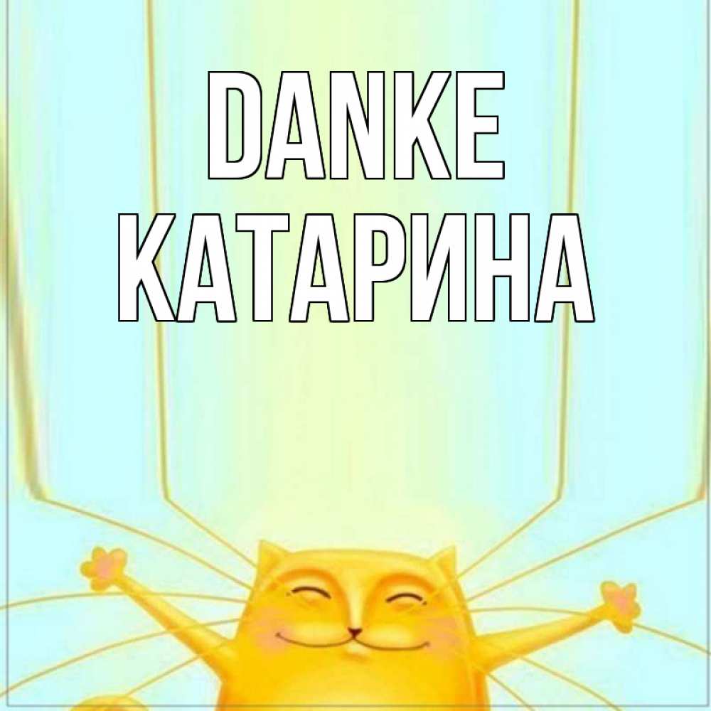 Открытка на каждый день с именем, Катарина Danke кот с усами благодарит Прикольная открытка с пожеланием онлайн скачать бесплатно 