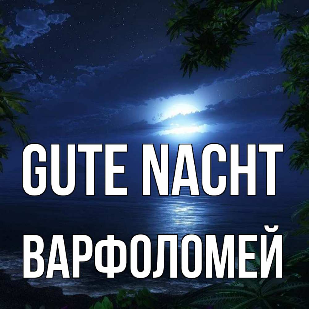 Открытка на каждый день с именем, Варфоломей Gute Nacht тропический остров Прикольная открытка с пожеланием онлайн скачать бесплатно 