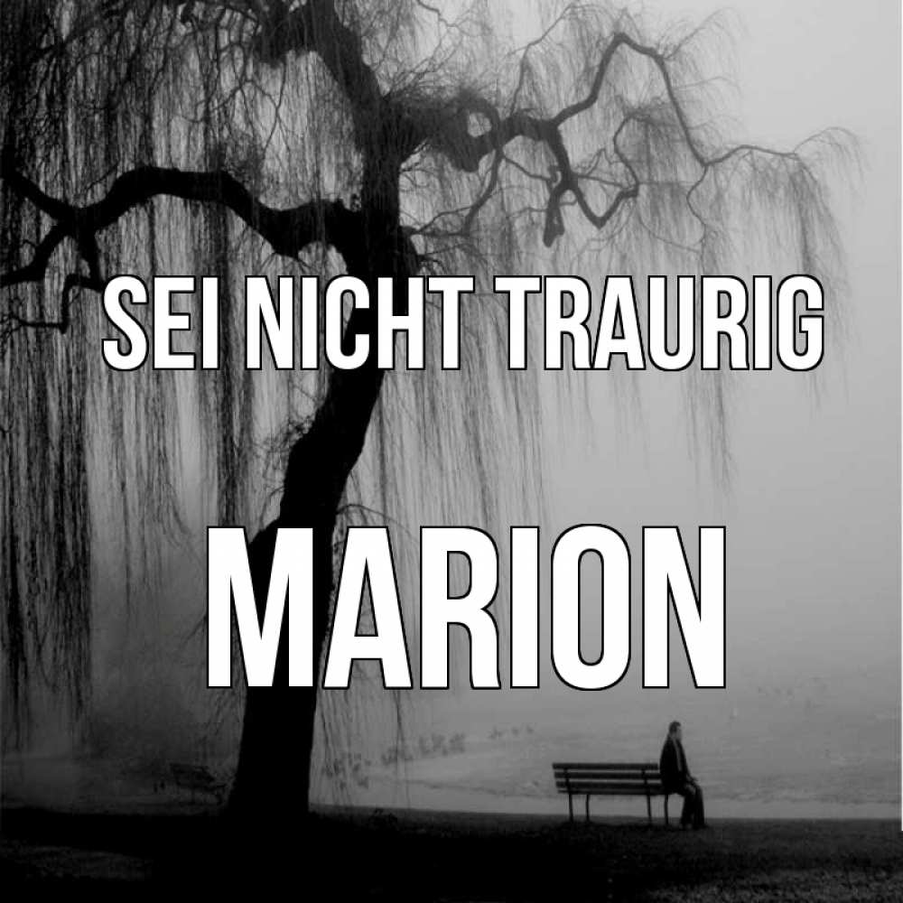 Открытка на каждый день с именем, Marion Sei nicht traurig висящие ветки дерева и лавочка под деревом Прикольная открытка с пожеланием онлайн скачать бесплатно 