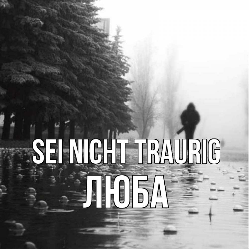 Открытка на каждый день с именем, Люба Sei nicht traurig улица под дождем Прикольная открытка с пожеланием онлайн скачать бесплатно 