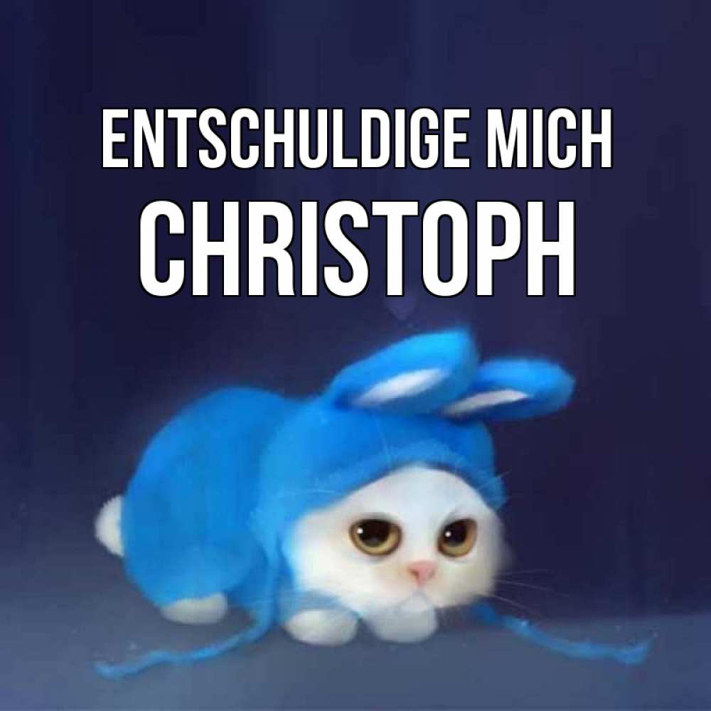 Открытка на каждый день с именем, Christoph Entschuldige mich невинный котозай просит прощения Прикольная открытка с пожеланием онлайн скачать бесплатно 