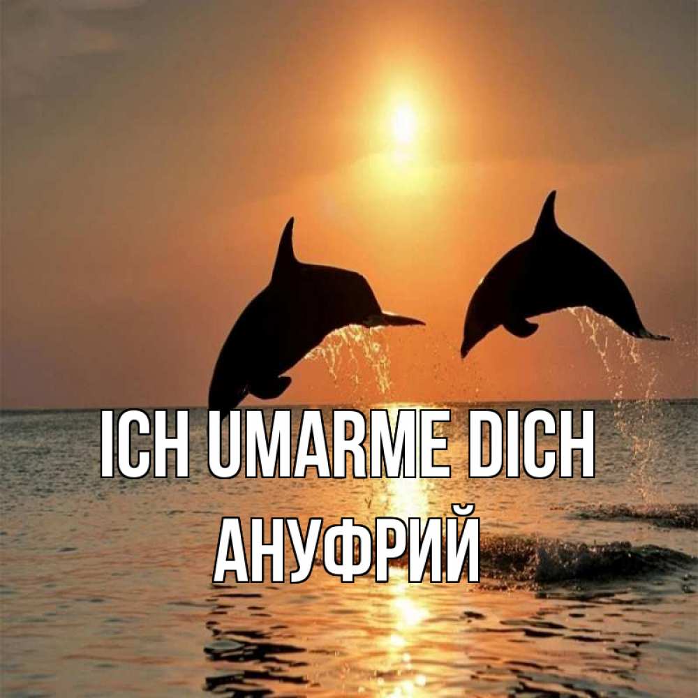 Открытка на каждый день с именем, Ануфрий Ich umarme dich рыбы на закате Прикольная открытка с пожеланием онлайн скачать бесплатно 