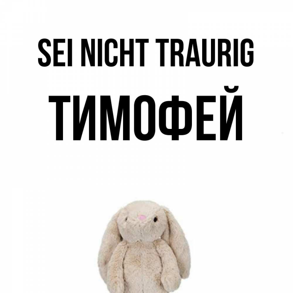 Открытка на каждый день с именем, Тимофей Sei nicht traurig детская игрушка зайчика Прикольная открытка с пожеланием онлайн скачать бесплатно 