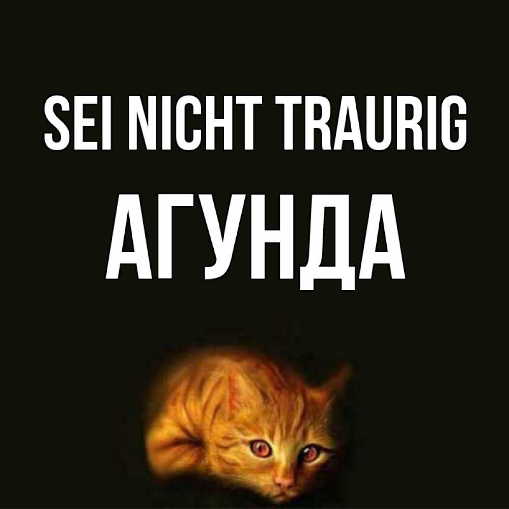 Открытка на каждый день с именем, Агунда Sei nicht traurig лежащий кот в темноте Прикольная открытка с пожеланием онлайн скачать бесплатно 