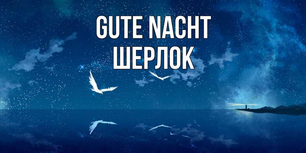 Открытка на каждый день с именем, Шерлок Gute Nacht птицы летят на фоне ночного неба Прикольная открытка с пожеланием онлайн скачать бесплатно 