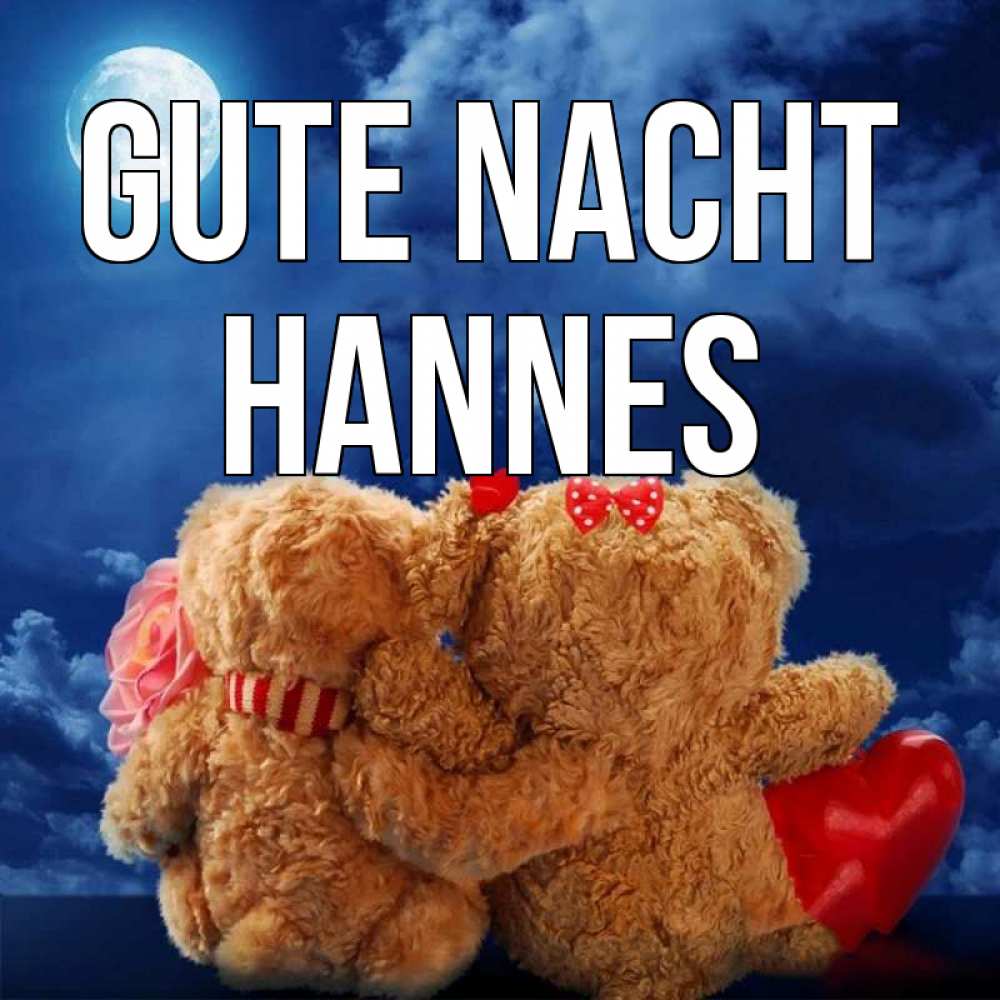 Открытка на каждый день с именем, Hannes Gute Nacht плюшевые Прикольная открытка с пожеланием онлайн скачать бесплатно 