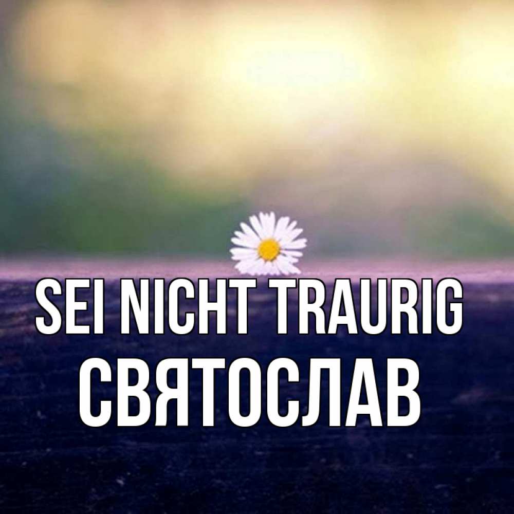 Открытка на каждый день с именем, Святослав Sei nicht traurig красота Прикольная открытка с пожеланием онлайн скачать бесплатно 