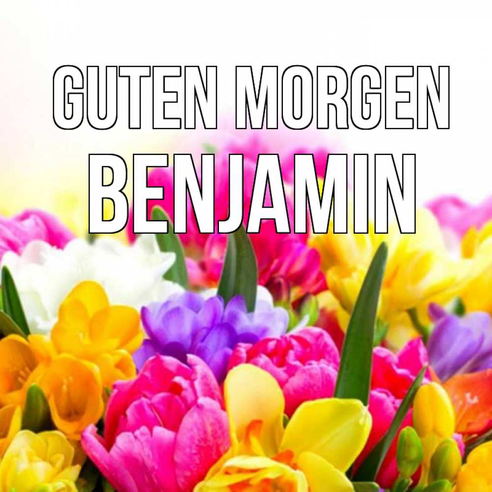 Открытка на каждый день с именем, Benjamin Guten Morgen создать открытку со свое подписью Прикольная открытка с пожеланием онлайн скачать бесплатно 