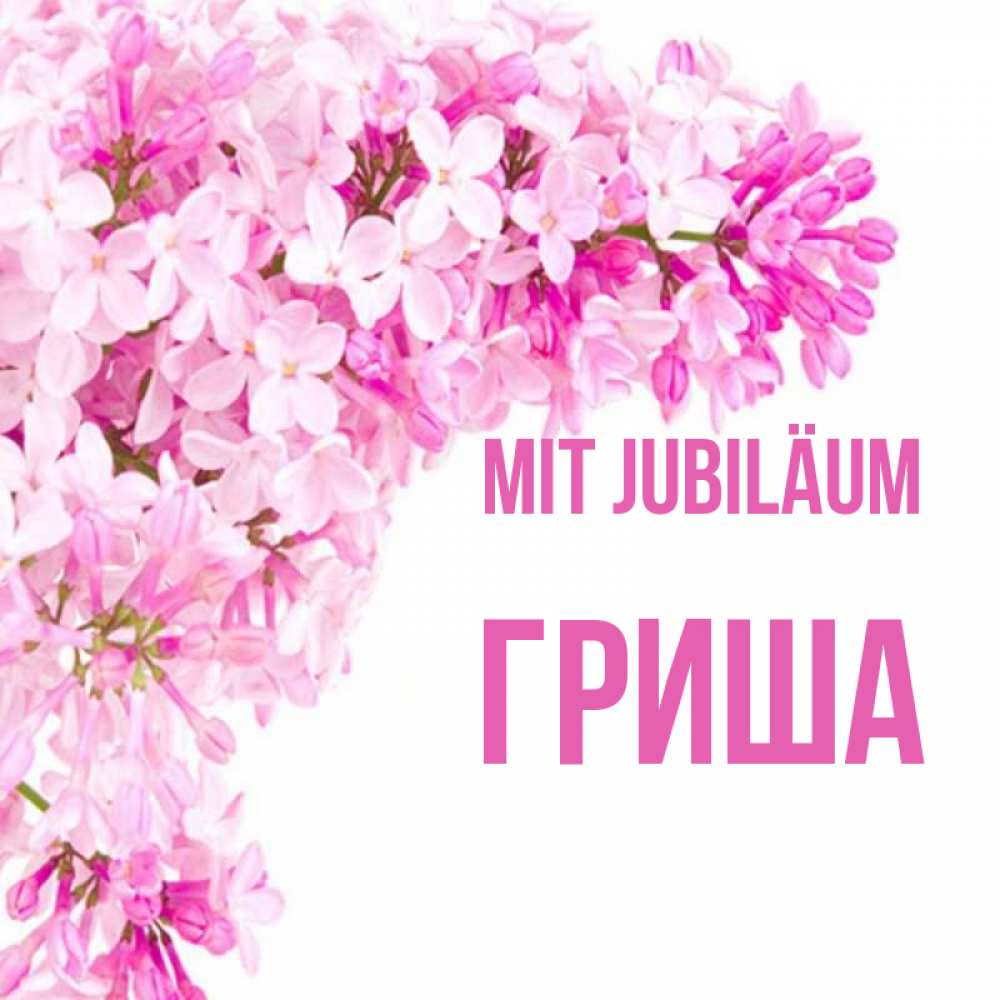 Открытка на каждый день с именем, Гриша Mit Jubiläum Сирень на белом фоне Прикольная открытка с пожеланием онлайн скачать бесплатно 