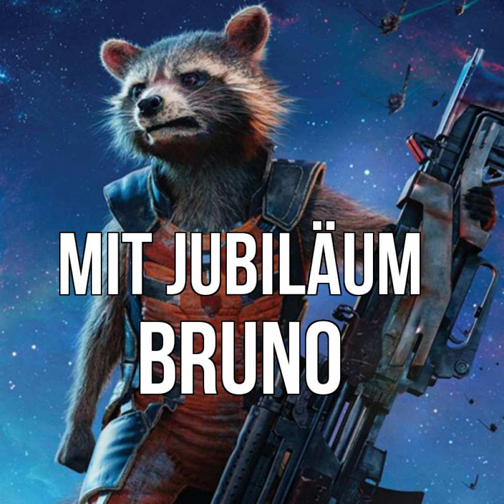 Открытка на каждый день с именем, Bruno Mit Jubiläum реактивный Рокета Прикольная открытка с пожеланием онлайн скачать бесплатно 