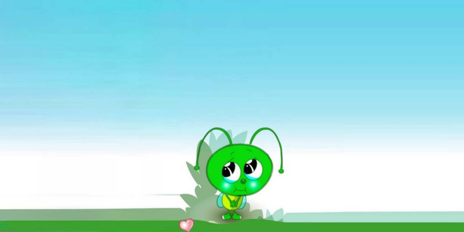 Открытка какая то зеленая букашка просит прощения с сердечком прости меня я зеленая букашка Entschuldige mich 