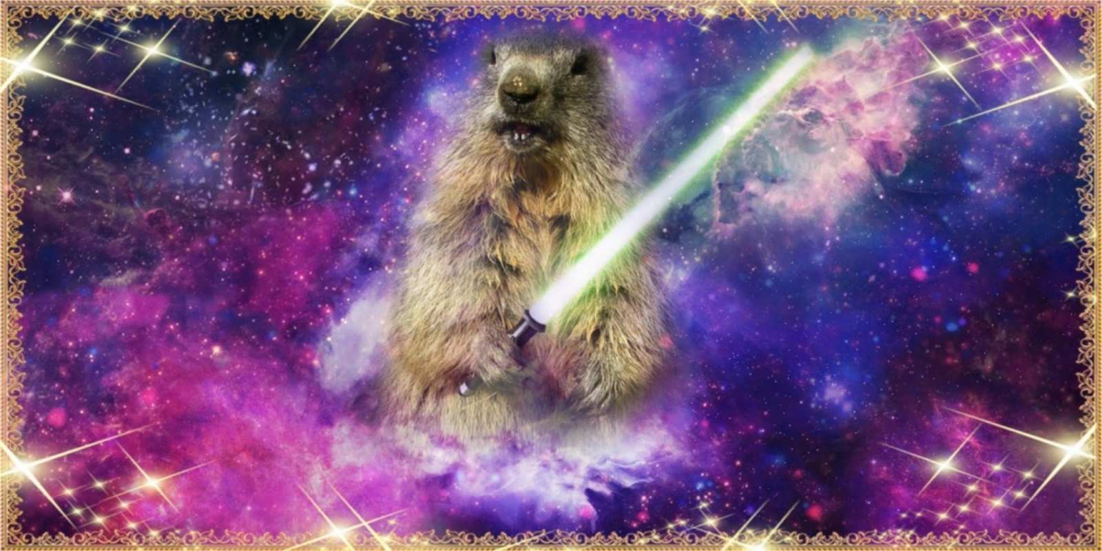 Открытка сурок джедай в космосе спокойной ночи  в стиле звездных войн Gute Nacht 