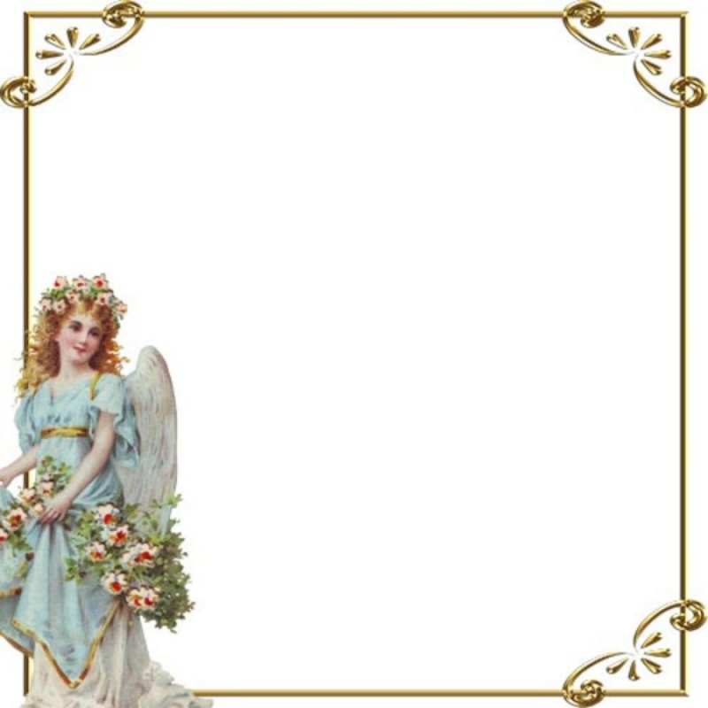 Открытка ангел в голубом платье и венке из цветов  с именинами от девушки ангела  Mit einem Engelstag 