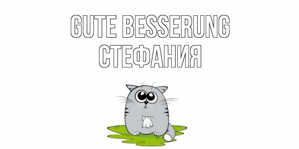 Открытка на каждый день с именем, Стефания Gute Besserung кот и открытки про выздоровление Прикольная открытка с пожеланием онлайн скачать бесплатно 