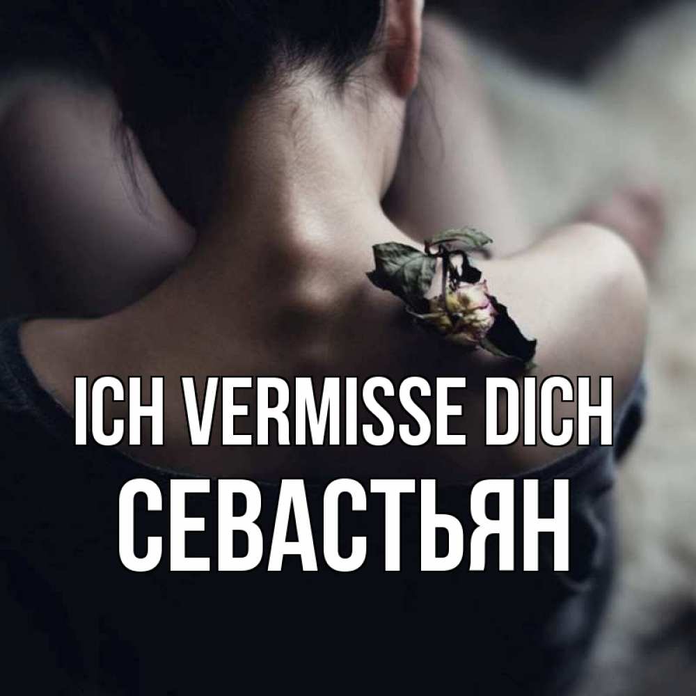 Открытка на каждый день с именем, Севастьян Ich vermisse dich засох цветок Прикольная открытка с пожеланием онлайн скачать бесплатно 