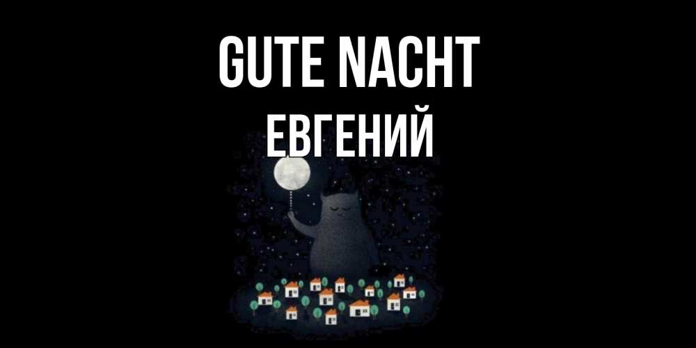 Открытка на каждый день с именем, Евгений Gute Nacht кот,луна, ночь, звезды Прикольная открытка с пожеланием онлайн скачать бесплатно 